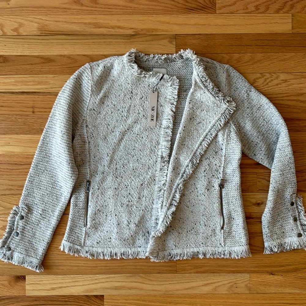 Nic + Zoe Fringe Mix Knit Jacket size Large New With Tags